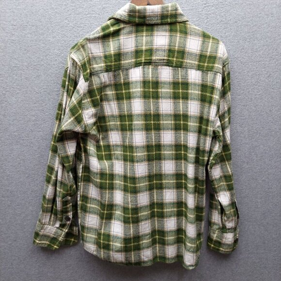 Brooklyn Xpress Mens Medium Green Plaid Flannel Shirt - Picture 4 of 4